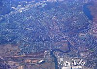 This aerial photographs shows Saugus, Massachusetts from 15,000 feet.